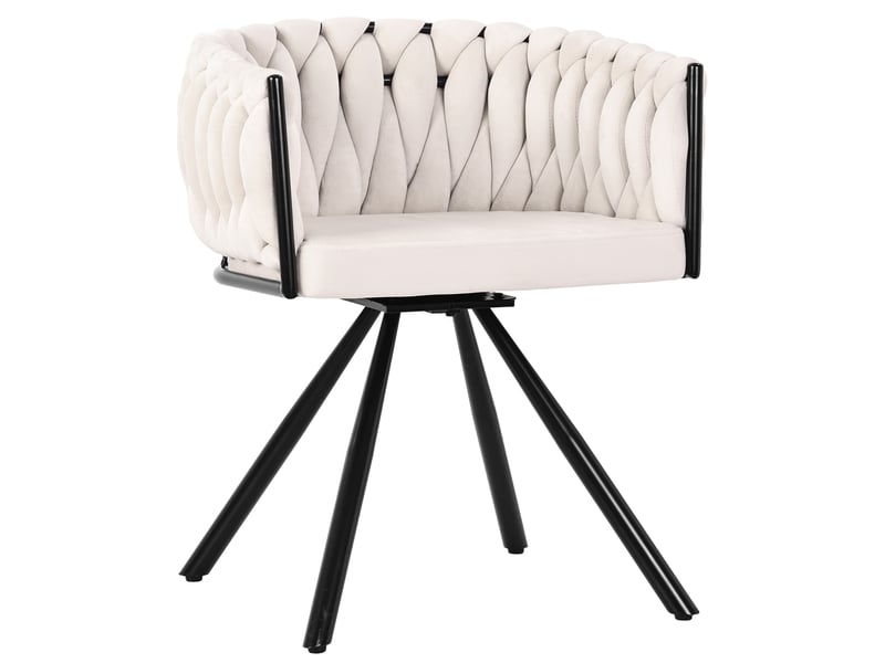  Chaise de salle à manger pivotante à 360 degrés lot de 4 avec accoudoirs et dossier incurvé en velours beige  - Conforama A