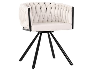 Chaise de salle à manger pivotante à 360 degrés lot de 4 avec accoudoirs et dossier incurvé en velours beige
