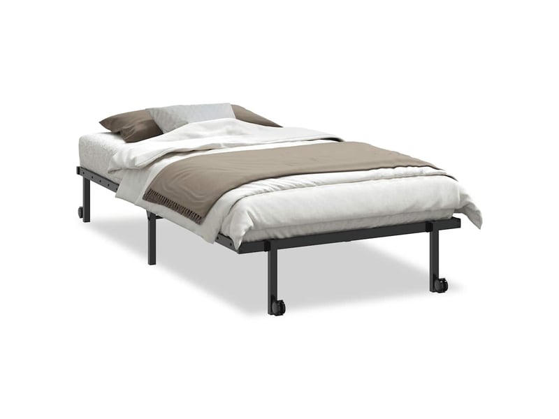  Lit simple- lit adulte -  cadre de lit sans matelas pliable noir 100x200 cm acier  - Conforama A