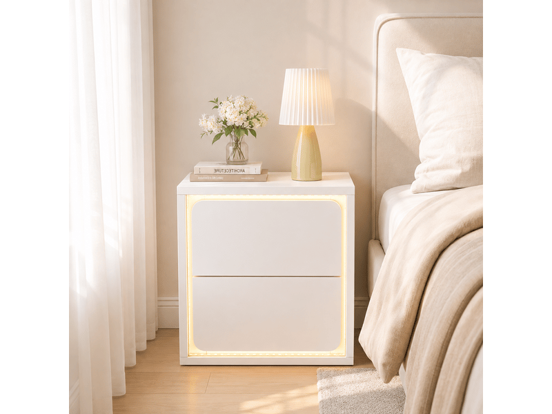  Table de chevet 45x35x47cm avec éclairage led multicolore réglable, 1 pièce  - Conforama E