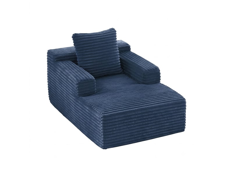  Chaise longue canapé en velours côtelé - méridienne confortable sans montage fauteuil relax de salon et bureau 1 place - bleu  - Conforama A