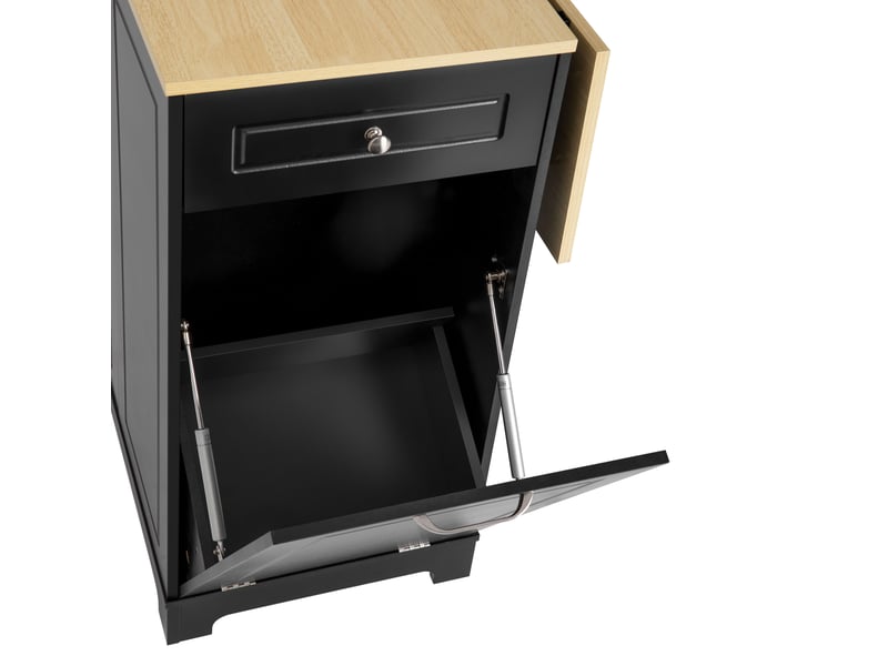  Îlot de cuisine mobile 131,8 x 40-70 x 93,3 cm, plateau extensible, prises usb-c, noir et bois Jamama eleni - Conforama W