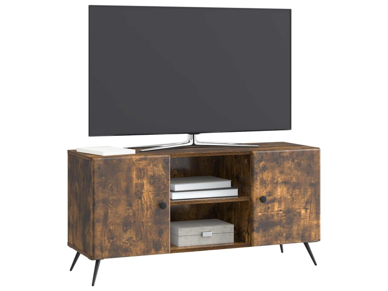  Meuble tv - banc tv - meuble de rangement 102 x 34,5 x 50 cm chêne fumé bois d'ingénierie  - Conforama C