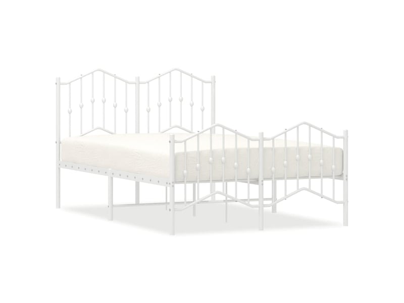  Lit double- lit adulte -  cadre de lit métal sans matelas et pied de lit blanc 120x190 cm  - Conforama A