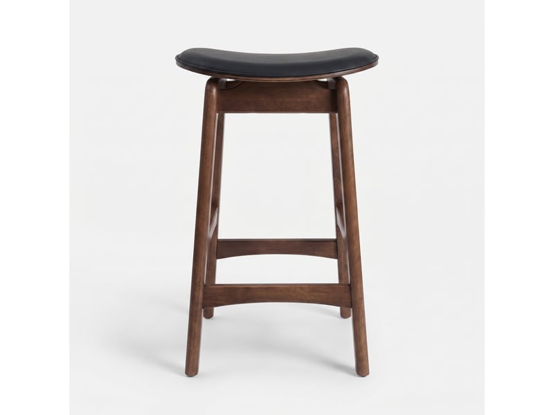  Lot de 2 tabourets pour îlot 65,5 cm en bois foncé et similicuir noir-jude Jude - Conforama B