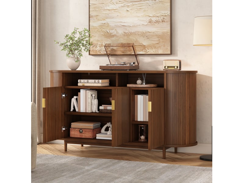 Buffet bas 3 portes avec rangement 140 cm evryae - Conforama D