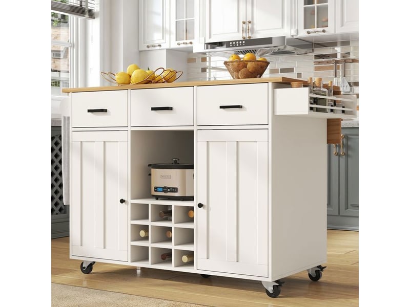  Chariot de service - truxen8 - plateau pliable - rangement multifonctionnel - blanc  - Conforama C