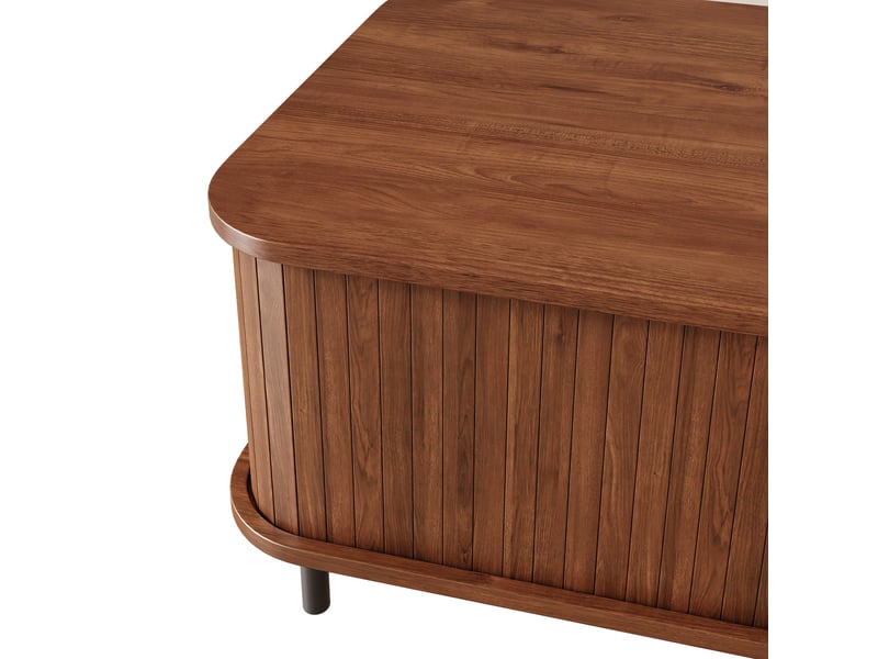  Table basse avec 2 portes coulissantes mdf coloris noyer 100 x 50 x 45 cm N621P496673N - Conforama D