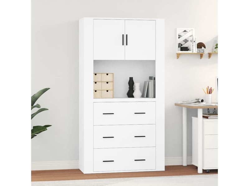  Buffet haut - bahut - meuble de rangement blanc bois d'ingénierie  - Conforama B