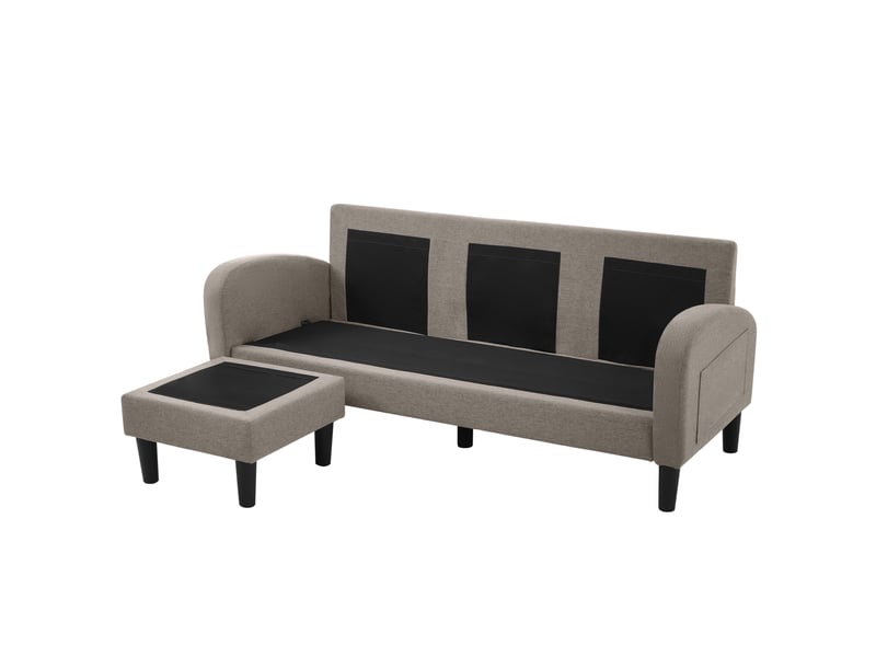  Canapé d'angle en l avec méridienne modulable, canapé 3 places compact en tissu respirant coton et lin, 166x118x77 cm, gris  - Conforama E