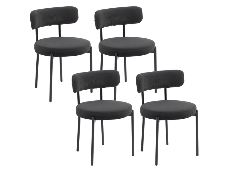  Lot de 4 chaises de salle à manger avec dossier en tissu pieds en acier noir 51 x 51 x 76 cm  - Conforama B