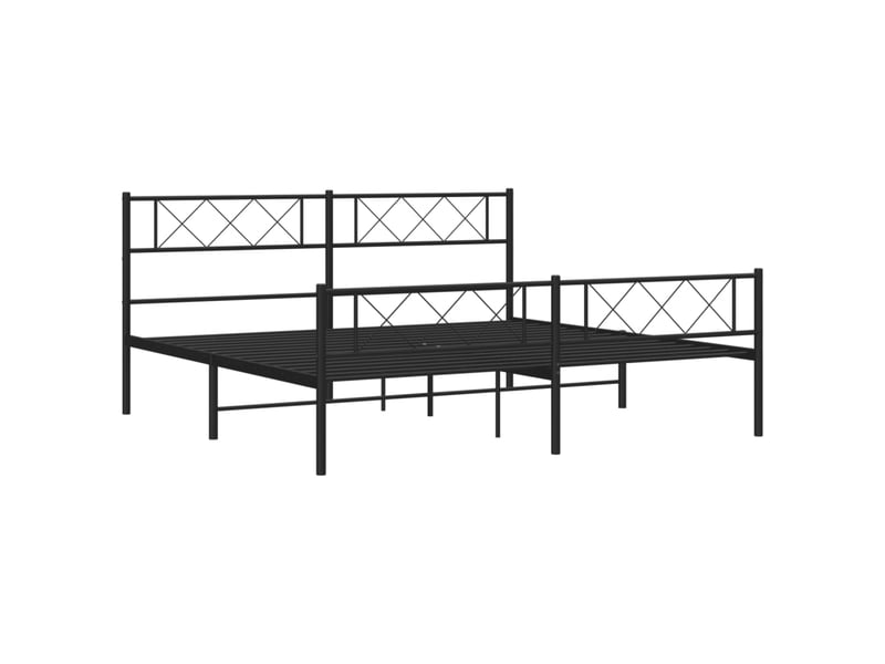  Lit double- lit adulte -  cadre de lit métal sans matelas avec pied de lit noir 180x200cm  - Conforama D