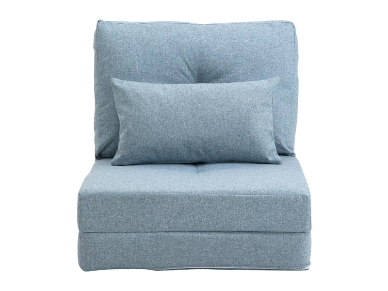  Fauteuil de sol chauffeuse convertible inclinable en tissu bleu ciel 60 x 80 x 56 cm  - Conforama B