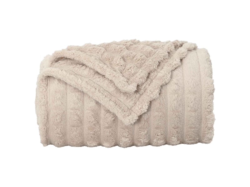  Plaid canapé beige 150x130 cm 0.45 kg polaire  - Conforama D