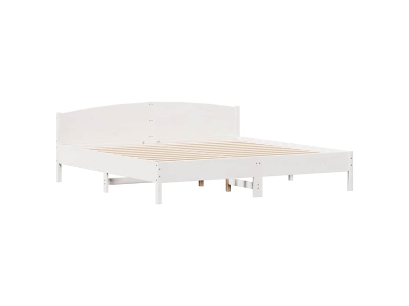 Lit double- lit adulte -  cadre de lit sans matelas blanc 180x200 cm bois massif de pin  - Conforama D