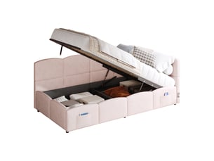 Lit coffre 90x200 cm <strong>MERAX</strong> <strong>lit enfant rose</strong> coloris rose