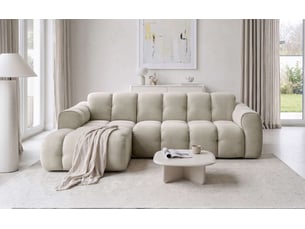 Canapé d'angle gauche fixe MIUFORM Picco 4 places Tissu Beige