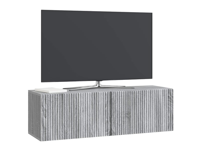  Meuble tv - banc tv - meuble de rangement mural 98 x 31 x 30 cm sonoma gris bois d'ingénierie  - Conforama C