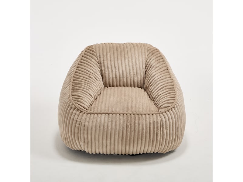  Fauteuil pouf sans assemblage, peluche bouclée rayée, marron , dimensions 92×98×73 cm  - Conforama A