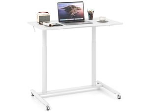 Table roulante pour lit canapé 95x52cm, bureau debout réglable en hauteur, table d'appoint en forme de c roulettes verrouillables, bureau d'ordinateur