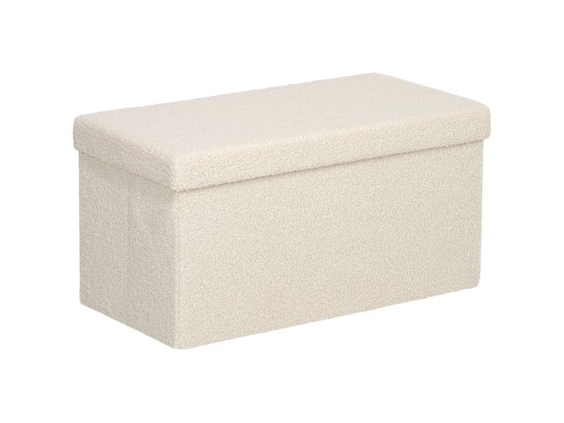  Banquette de rangement pliable 76x38x38 cm avec coffre polyester blanc crème  - Conforama A