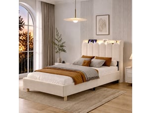Lit simple 90x200 cm <strong></strong>  <strong></strong> coloris beige