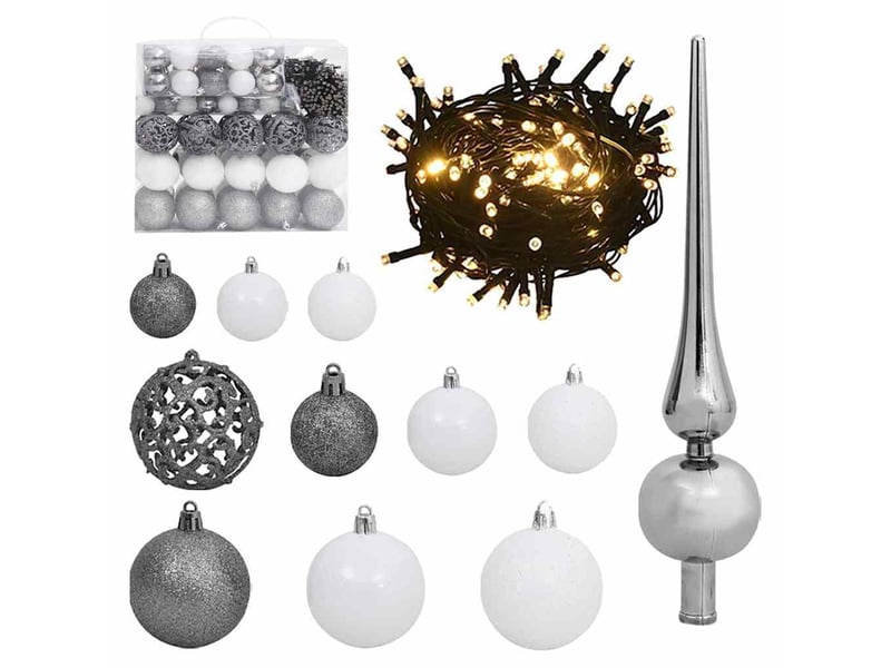  Sapin de noël, arbre de noël artificiel blanc 180 cm pvc, acier et plastique cf61273  - Conforama E