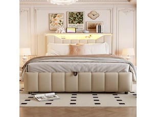 Lit coffre 140x200 cm coloris beige