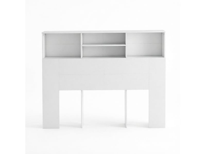  Tête de lit avec 4 niches ouvertes et fixation murale, blanche, pour chambre, 140 × 19 × 103,5 cm  - Conforama A