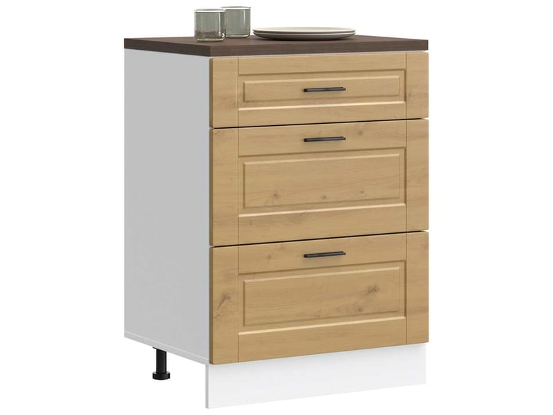 Meuble de rangement, armoire de cuisine porto chêne artisanal bois d'ingénierie shl961 - Conforama B