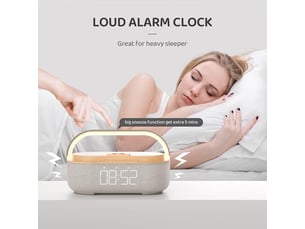 Radio-réveil numérique, enceinte bluetooth avec chargeur usb, réveil intelligent, fonction snooze, veilleuse, écran led à luminosité réglable