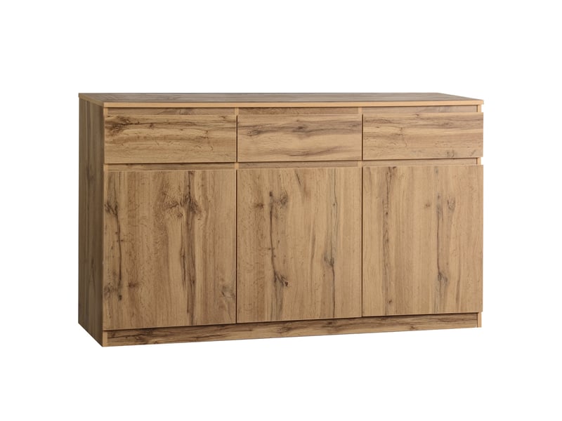  Buffet effet bois naturel 3 portes et 3 tiroirs 135x40x81cm  - Conforama A