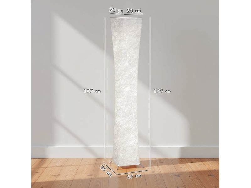  Lampadaire 25 x 25 x 129 cm en acier avec led intégrée et variateur à pied argent et blanc chicfurn  - Conforama D