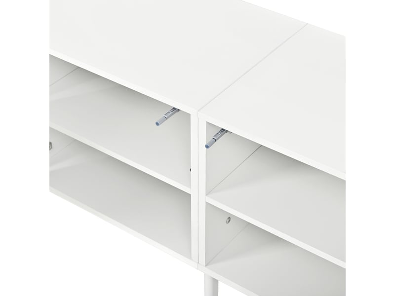 Meuble tv bas 170 cm, finition blanc, avec façades en relief - Conforama E
