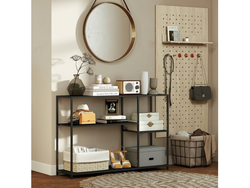  Table console 110x30x75 cm design industriel métal noir  - Conforama E