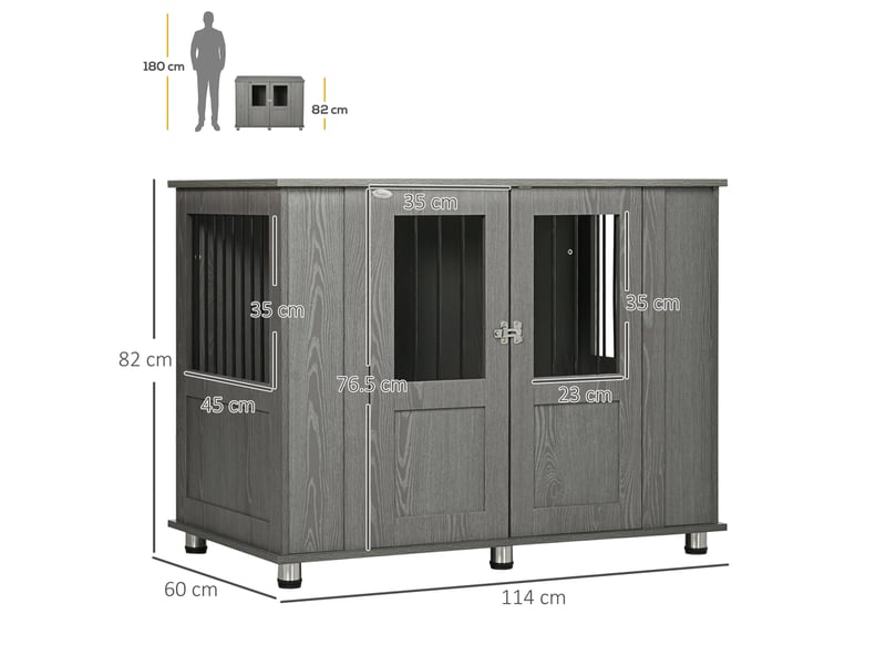  Meuble avec serrure 114x60x82 cm bois gris  - Conforama D