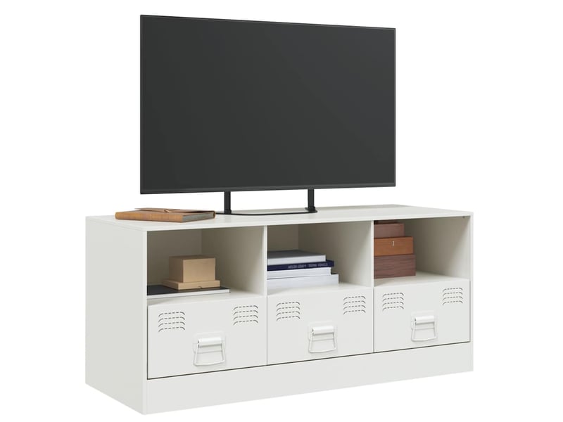  Meuble tv - banc tv - meuble de rangement blanc 99x39x44 cm acier  - Conforama D