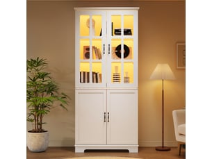 Vitrine coloris blanc 2 étagère(s) SAPGAKS - 80 cmx180 cm