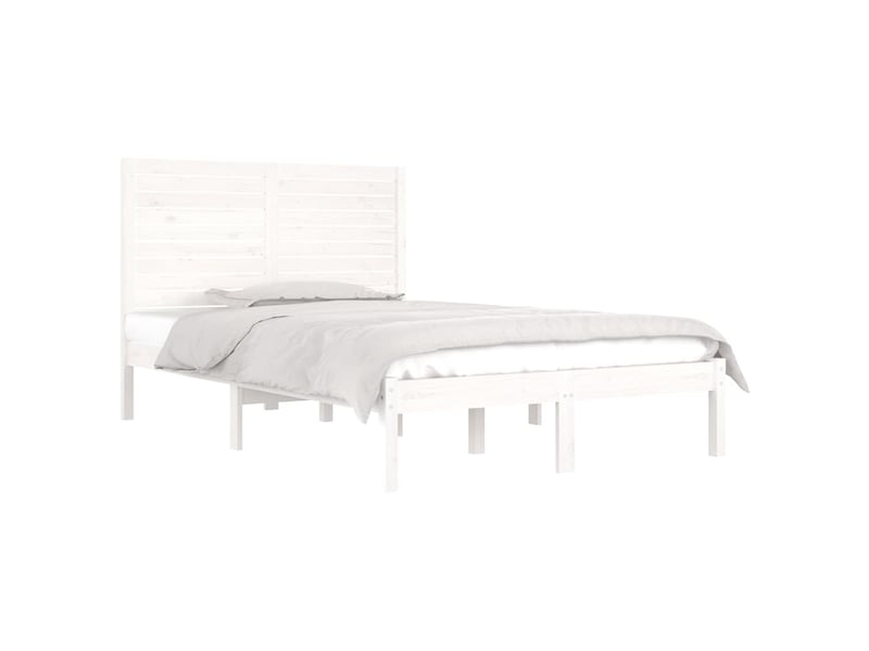 Lit double- lit adulte - cadre de lit sans matelas blanc 135x190 cm bois massif - Conforama B