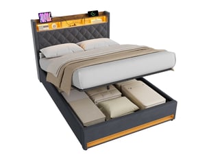 Lit coffre 140x190 cm <strong></strong> <strong></strong> coloris gris