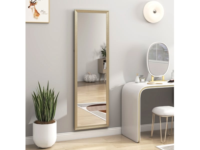  Miroir plein pied 160x50 cm à fixer au mur, à adosser ou sur pied doré  - Conforama C