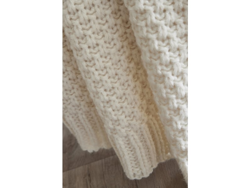  Plaid 125 x 150 cm polyester tricot uni olympia ivoire 15694 - Conforama E