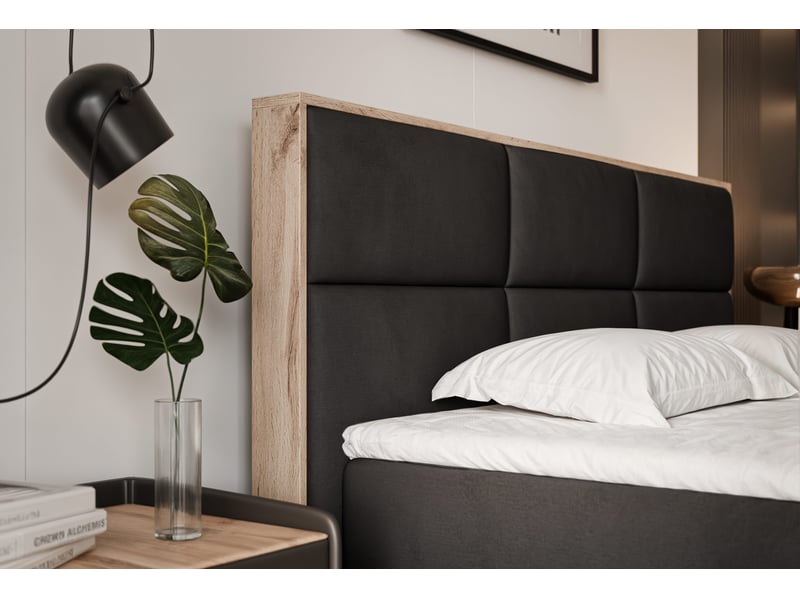  Lit coffre lavio - 160x200 cm - avec sommier et surmatelas - velours doux - noir LAVIO - Conforama D