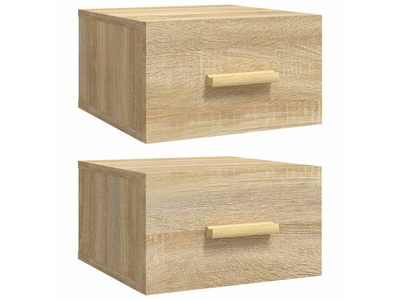  Lot de 2 tables de chevet - cabinet de chevet - table de nuit murales chêne sonoma 35x35x20 cm  - Conforama A
