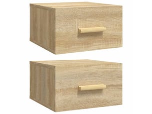 Lot de 2 tables de chevet - cabinet de chevet - table de nuit murales chêne sonoma 35x35x20 cm