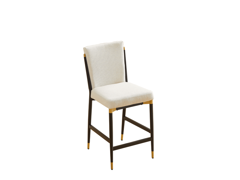  Lot de 2 tabourets de bar en tissu beige avec repose-pieds W3349P383476 - Conforama B