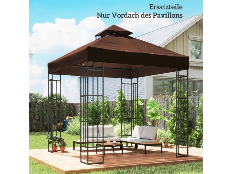 Toile de toit de rechange pour pavillon 3 x 3 m – marron café – double niveau, évacuation d'eau upf30+ - Conforama D