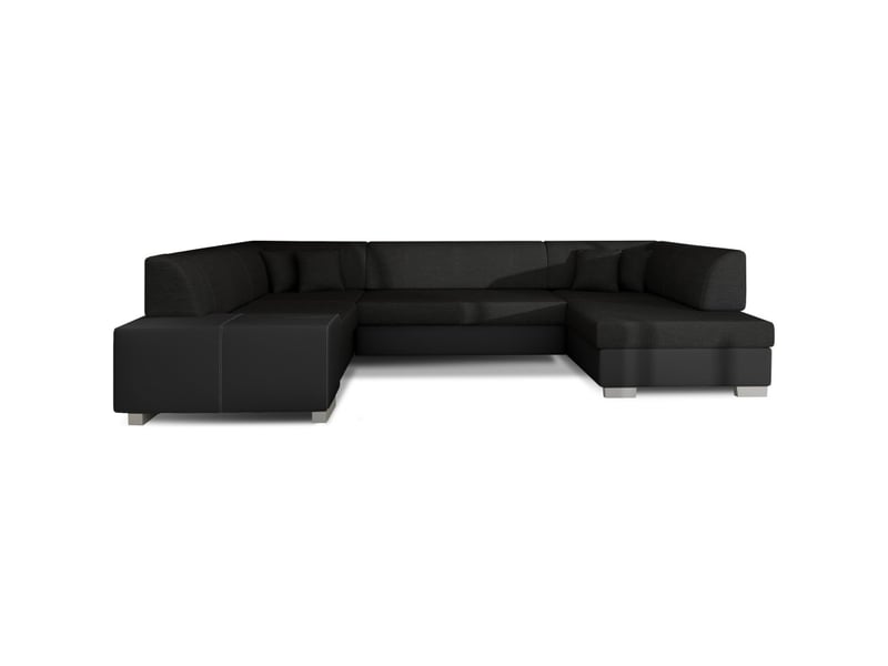 Canapé panoramique en u noir convertible 6 places havane design géométrique - Conforama A
