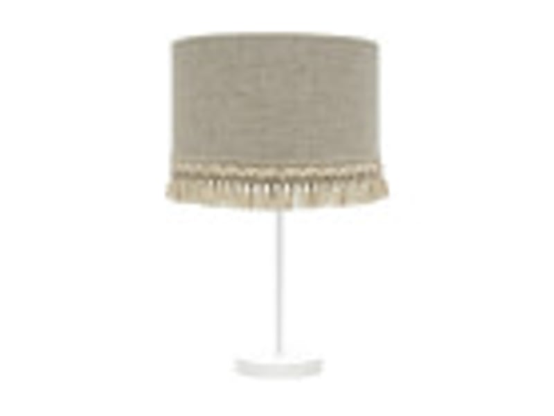  Fabrilamp vera grande lampe à poser blanche et beige, abat-jour en lin rayé à franges, 1 x e27, 62 cm 186471101 - Conforama B
