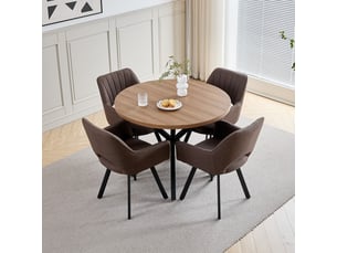 Lot de 6 chaises de salle à manger pivoter à 360° - cuisine, salon - avec dossier ajouré - lin - pieds en métal - marron foncé